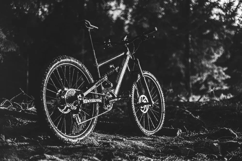 E-MTB 6 – Produktfotografie für ein E-Mountainbike im Wald: Gesamtansichten und 