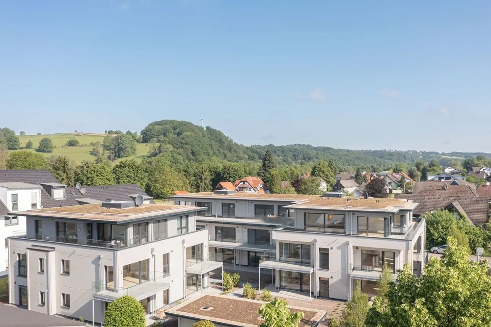 Holzbau 4 – Mehrfamilienhaus in Holzbauweise: Fassade, Terrassen, Umgebung und Dac